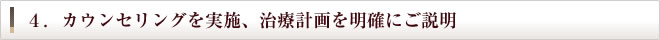 4.カウンセリングを実施、治療計画を明確にご説明